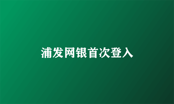 浦发网银首次登入