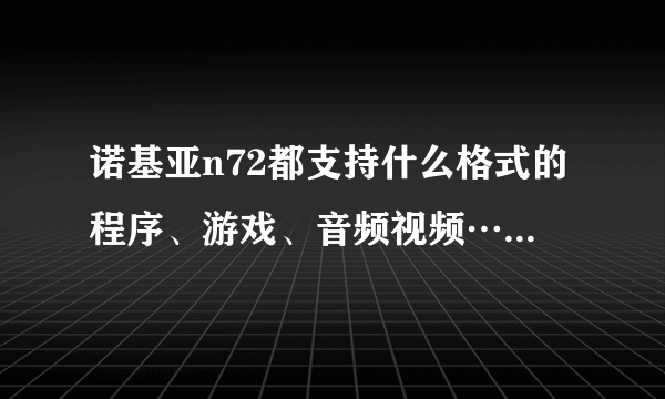 诺基亚n72都支持什么格式的程序、游戏、音频视频…能分类说一下吗？