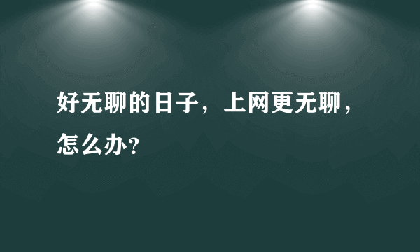 好无聊的日子，上网更无聊，怎么办？