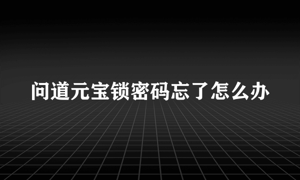 问道元宝锁密码忘了怎么办