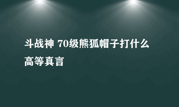 斗战神 70级熊狐帽子打什么高等真言