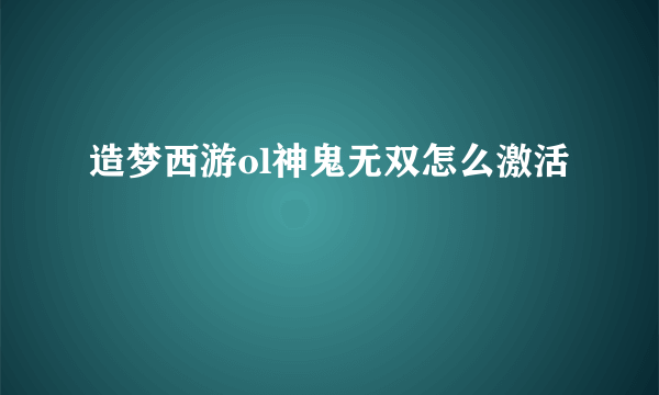 造梦西游ol神鬼无双怎么激活