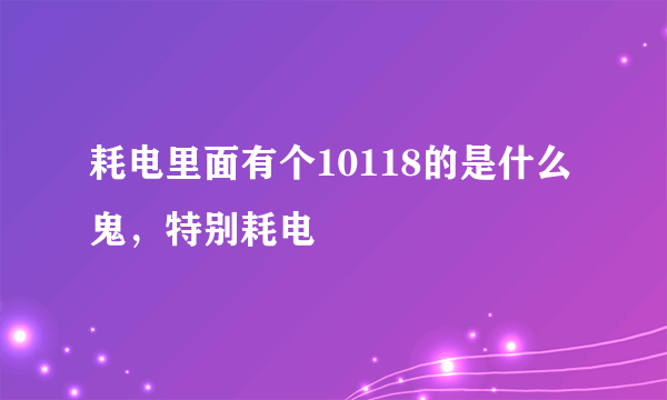 耗电里面有个10118的是什么鬼，特别耗电