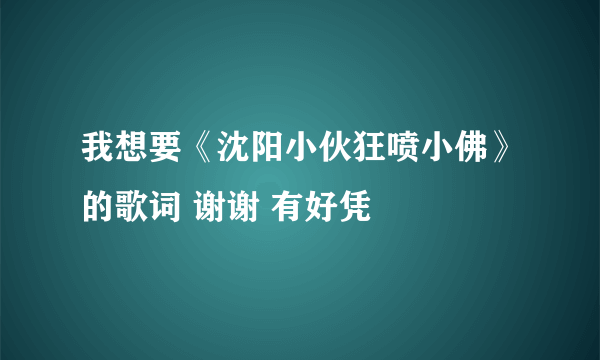 我想要《沈阳小伙狂喷小佛》的歌词 谢谢 有好凭