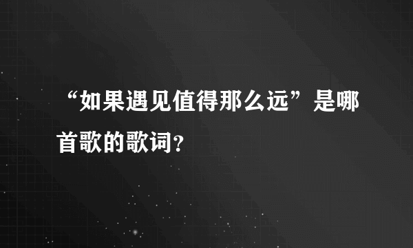 “如果遇见值得那么远”是哪首歌的歌词？