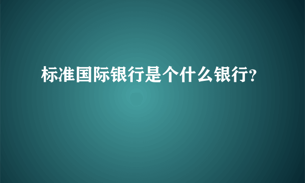 标准国际银行是个什么银行？