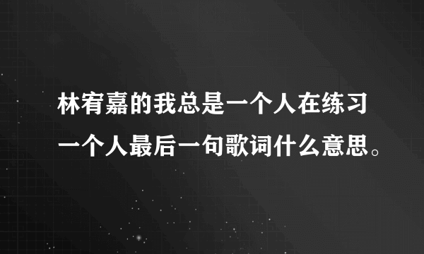 林宥嘉的我总是一个人在练习一个人最后一句歌词什么意思。