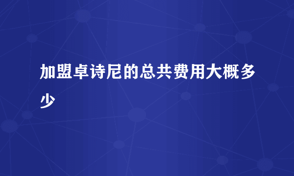 加盟卓诗尼的总共费用大概多少