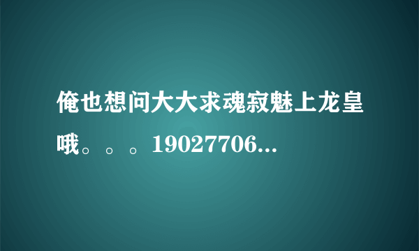 俺也想问大大求魂寂魅上龙皇哦。。。1902770621@QQ.COM