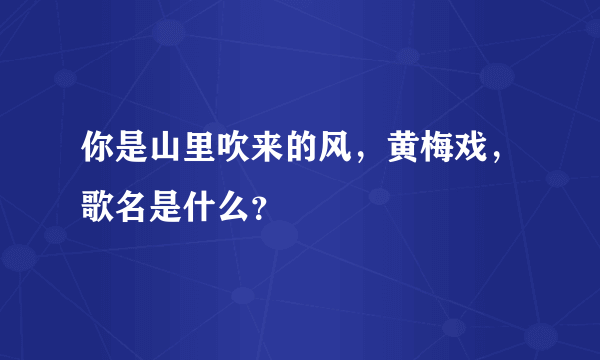 你是山里吹来的风，黄梅戏，歌名是什么？