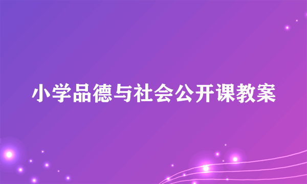 小学品德与社会公开课教案