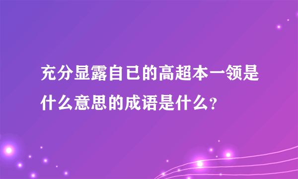 充分显露自已的高超本一领是什么意思的成语是什么？