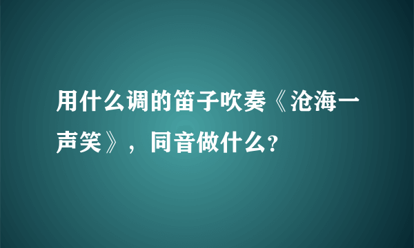 用什么调的笛子吹奏《沧海一声笑》，同音做什么？