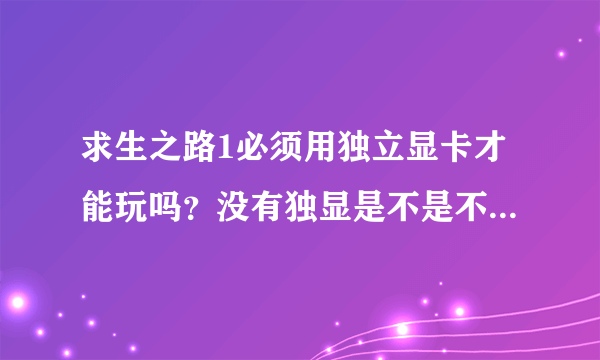 求生之路1必须用独立显卡才能玩吗？没有独显是不是不能运行游戏？甚至连打开都不行？