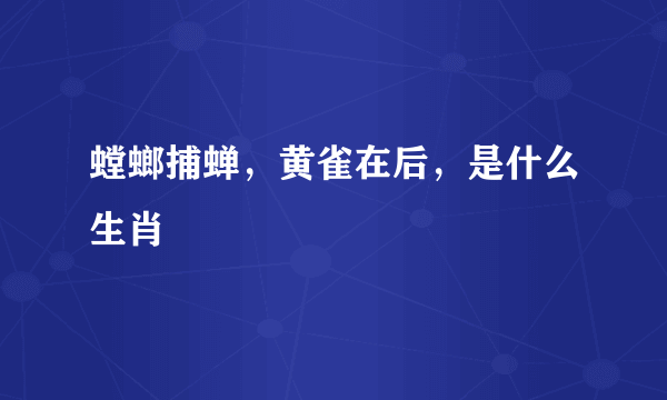 螳螂捕蝉，黄雀在后，是什么生肖