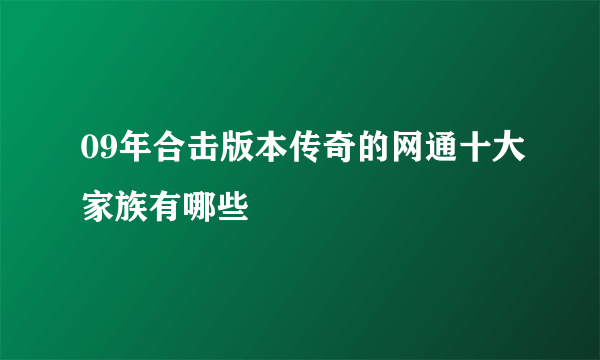 09年合击版本传奇的网通十大家族有哪些