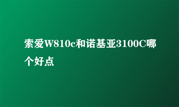 索爱W810c和诺基亚3100C哪个好点