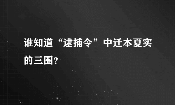 谁知道“逮捕令”中迁本夏实的三围？