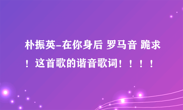 朴振英-在你身后 罗马音 跪求！这首歌的谐音歌词！！！！