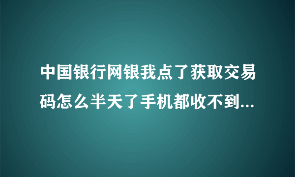 中国银行网银我点了获取交易码怎么半天了手机都收不到交易码，该怎么办？