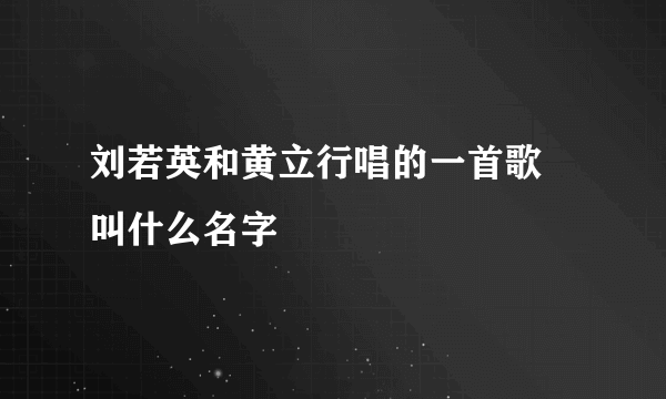 刘若英和黄立行唱的一首歌 叫什么名字