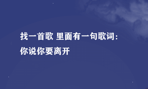 找一首歌 里面有一句歌词：你说你要离开