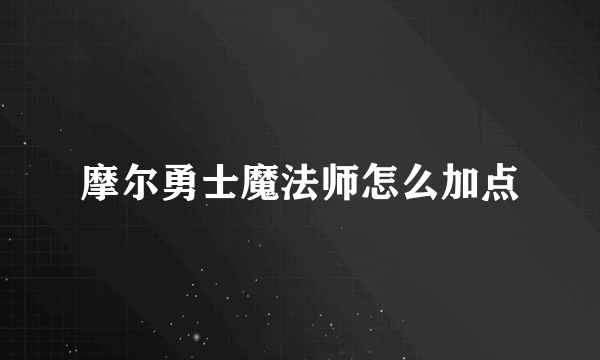 摩尔勇士魔法师怎么加点