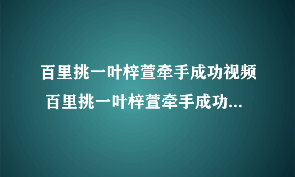 百里挑一叶梓萱牵手成功视频 百里挑一叶梓萱牵手成功是哪一期