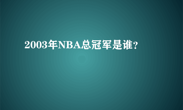 2003年NBA总冠军是谁？