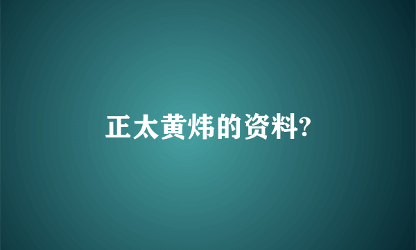 正太黄炜的资料?