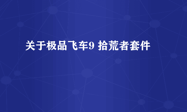 关于极品飞车9 拾荒者套件