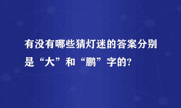 有没有哪些猜灯迷的答案分别是“大”和“鹏”字的?