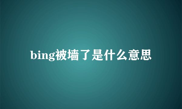 bing被墙了是什么意思