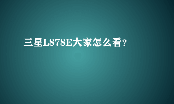 三星L878E大家怎么看？