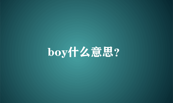 boy什么意思？