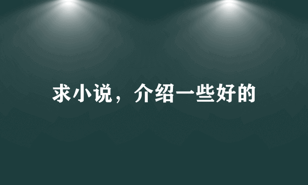 求小说，介绍一些好的