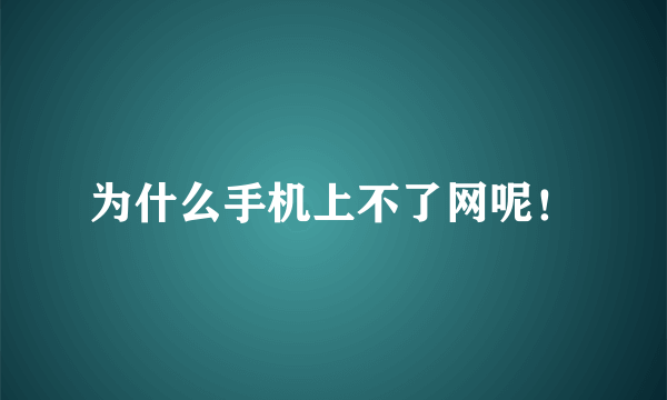 为什么手机上不了网呢！