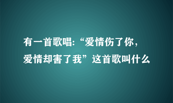 有一首歌唱:“爱情伤了你，爱情却害了我”这首歌叫什么