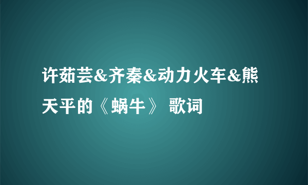 许茹芸&齐秦&动力火车&熊天平的《蜗牛》 歌词