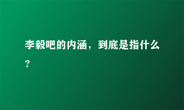 李毅吧的内涵，到底是指什么？