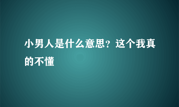 小男人是什么意思？这个我真的不懂