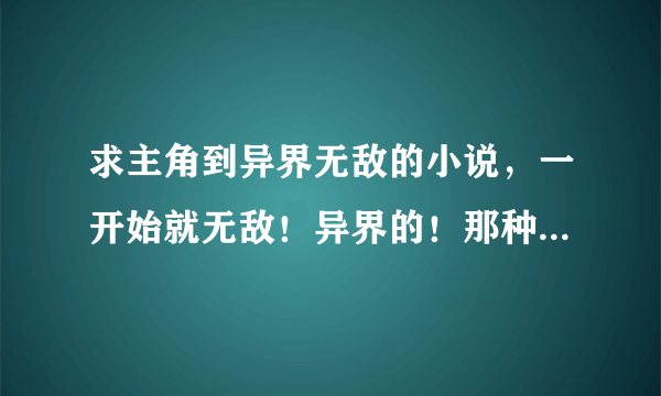 求主角到异界无敌的小说，一开始就无敌！异界的！那种法神武神一挑n的，最好像《极牛鬼才在异界》一样牛