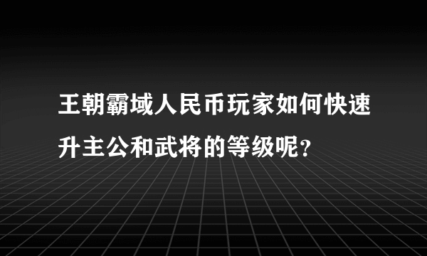 王朝霸域人民币玩家如何快速升主公和武将的等级呢？