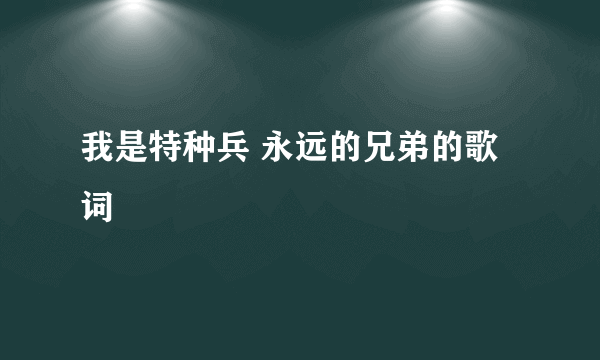 我是特种兵 永远的兄弟的歌词