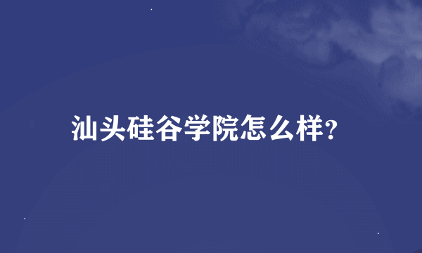 汕头硅谷学院怎么样？