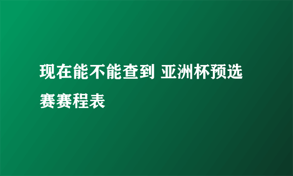 现在能不能查到 亚洲杯预选赛赛程表