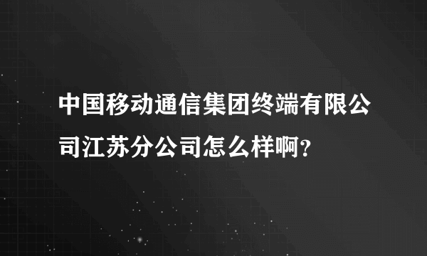 中国移动通信集团终端有限公司江苏分公司怎么样啊？