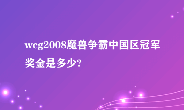 wcg2008魔兽争霸中国区冠军奖金是多少?