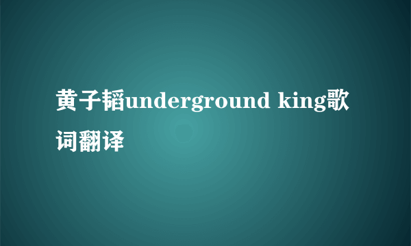 黄子韬underground king歌词翻译