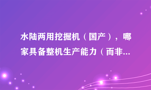 水陆两用挖掘机（国产），哪家具备整机生产能力（而非拼装组装）？